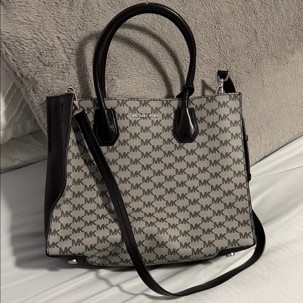 Michael Kors Monogram Black and Gray Satchel